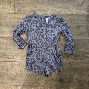 Baby GAP Blue and Gray Leopard Print Romper